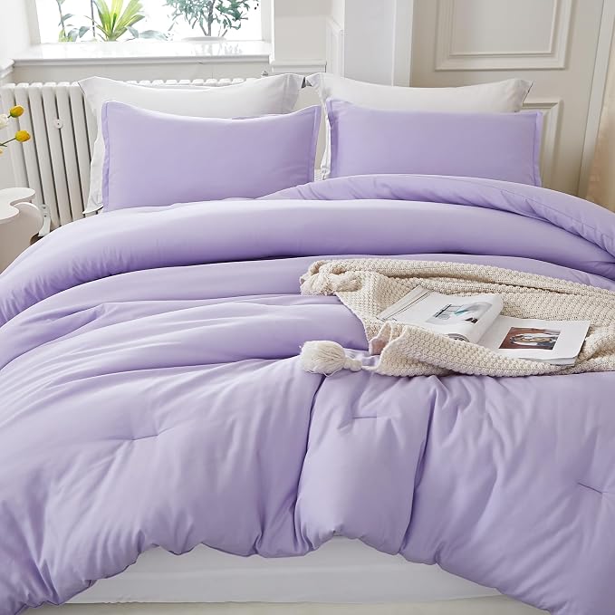 Litanika, Set piumino queen size, 3 pezzi, leggero, tinta
