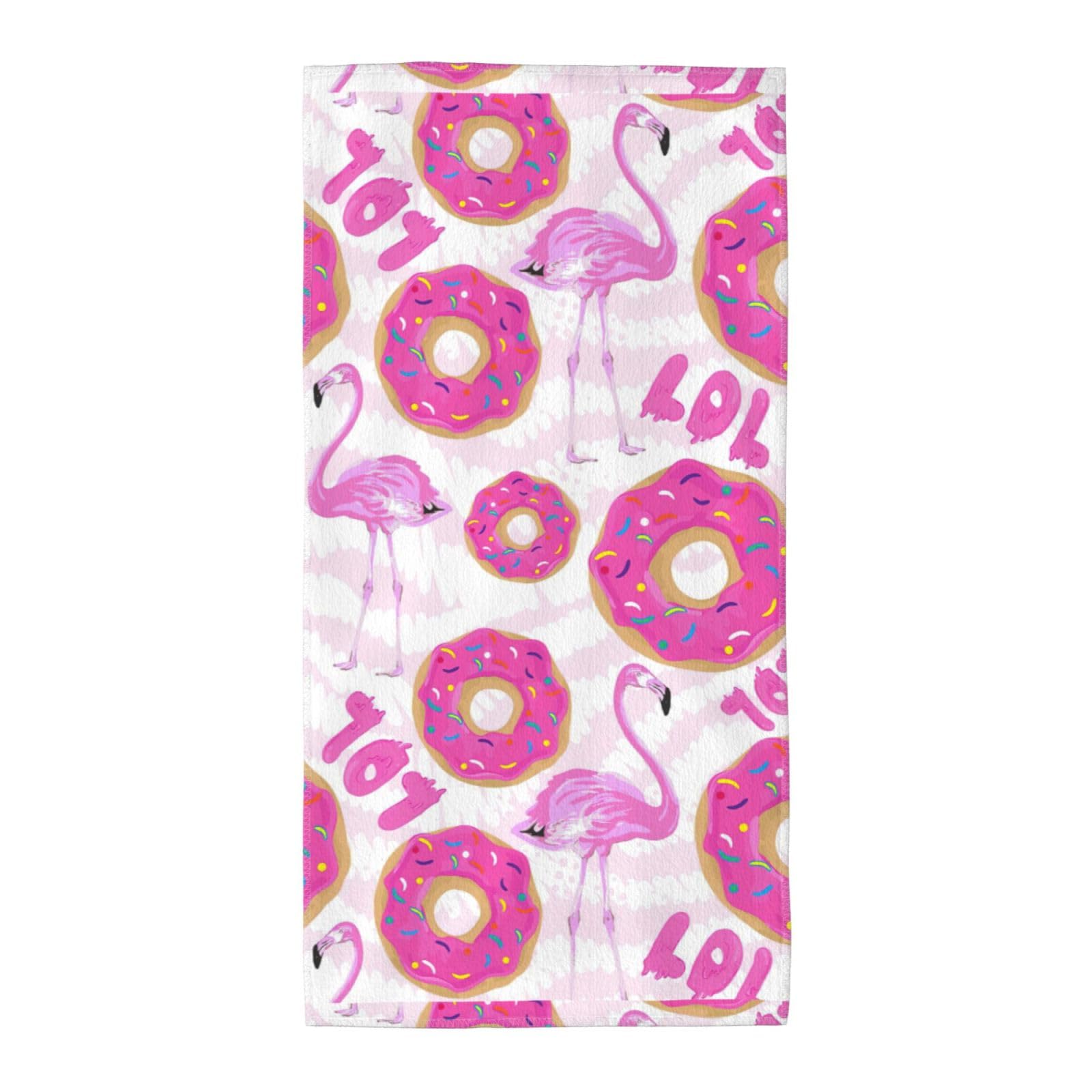 Cbaaghh Flamingo And Donuts Print Towel, Towels Thick Face Towels Fast Drying Washcloth For Bath, Spa, Gym