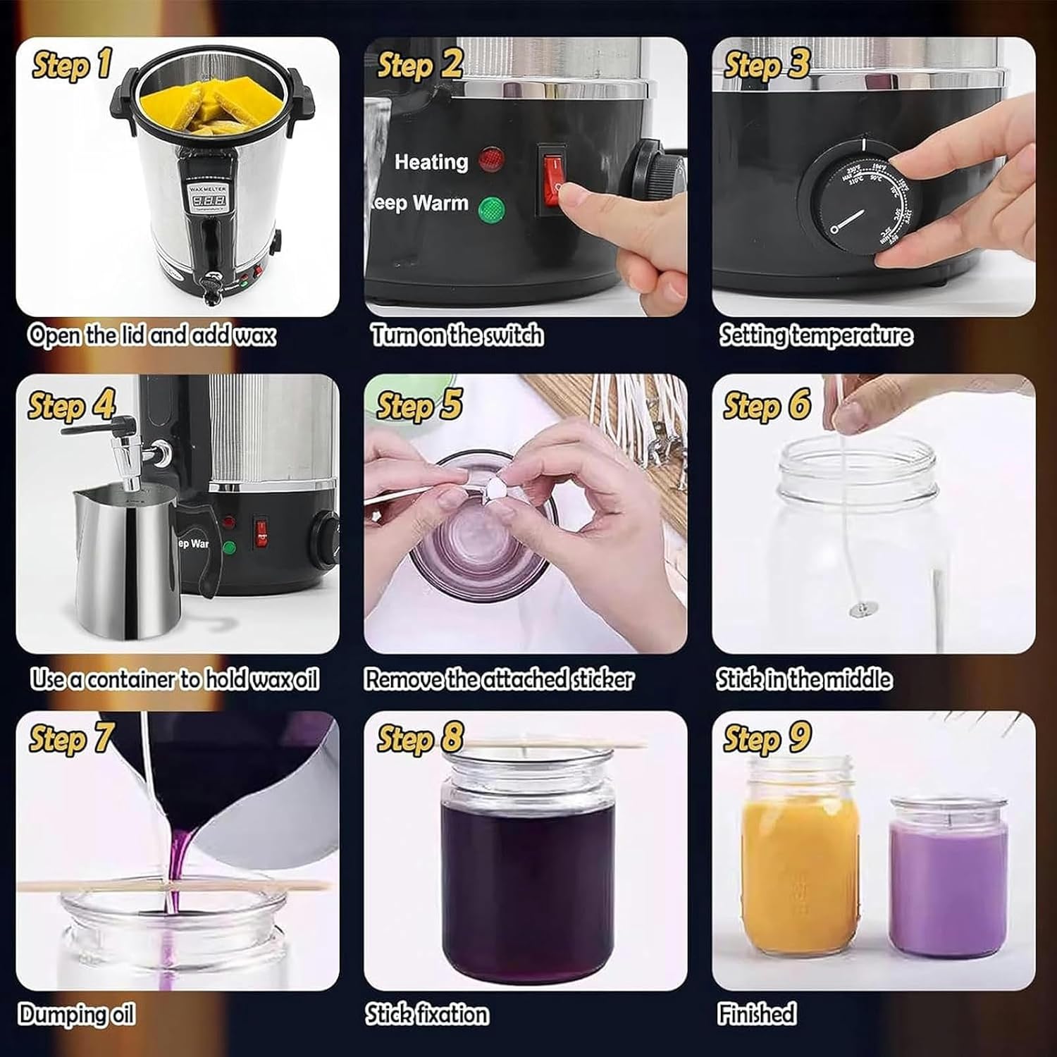 Candle Making Kit,Electric Wax Melter, Candle Heater, 86℉-230℉ Temp Control for Bulk Production Candle Soap Business Fast Loading, 35L