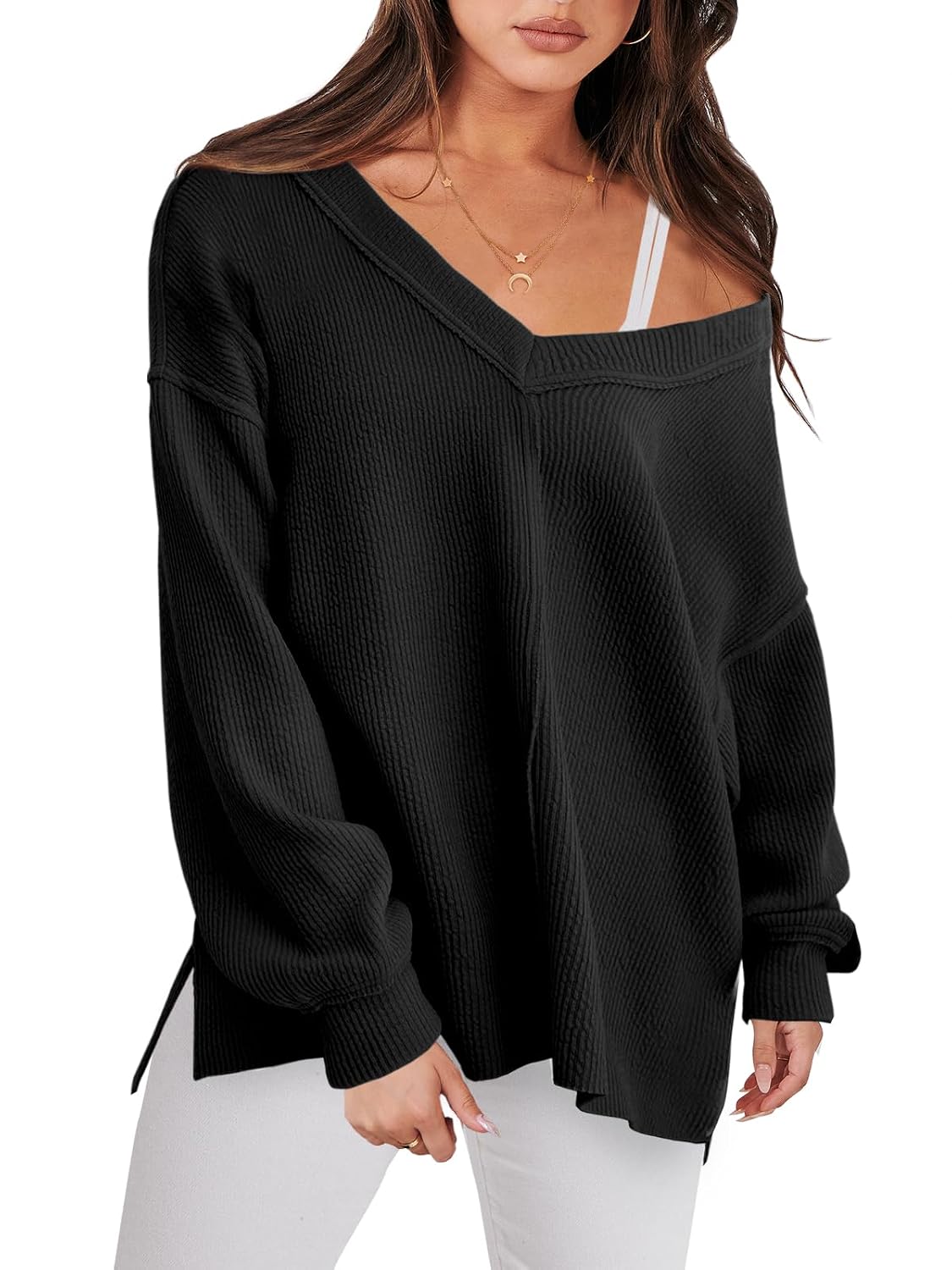 ANRABESS Oversized Long Sleeve Shirts for Women Off the Shoulder Sweatshirt Loose V Neck Tunic Tops High Low Sweater 2025 - Review, Price and Buying Guide