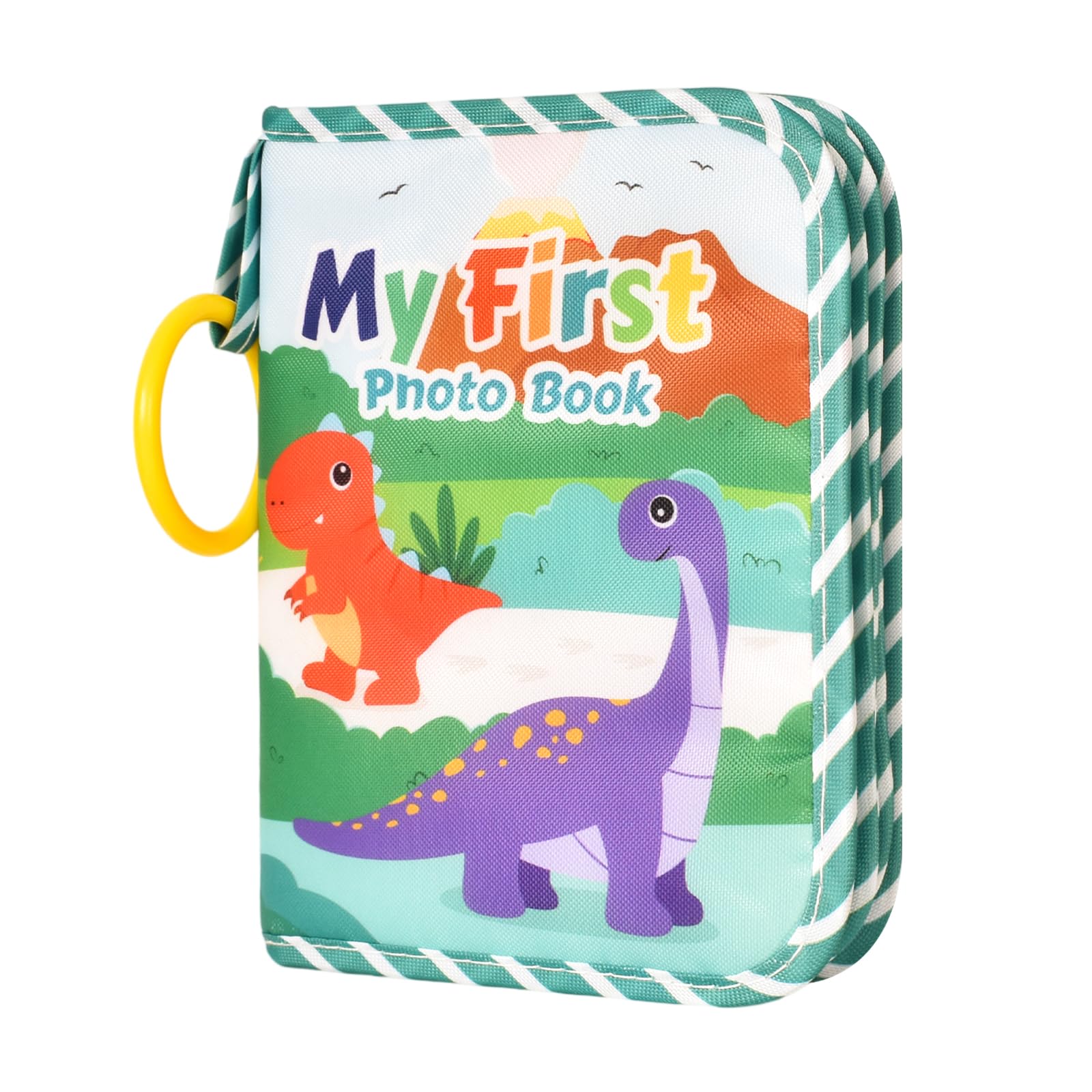 Baby Photo Album Soft Cloth Book - My First Year Memory Book with 17 Photo Pockets & Safe Mirror