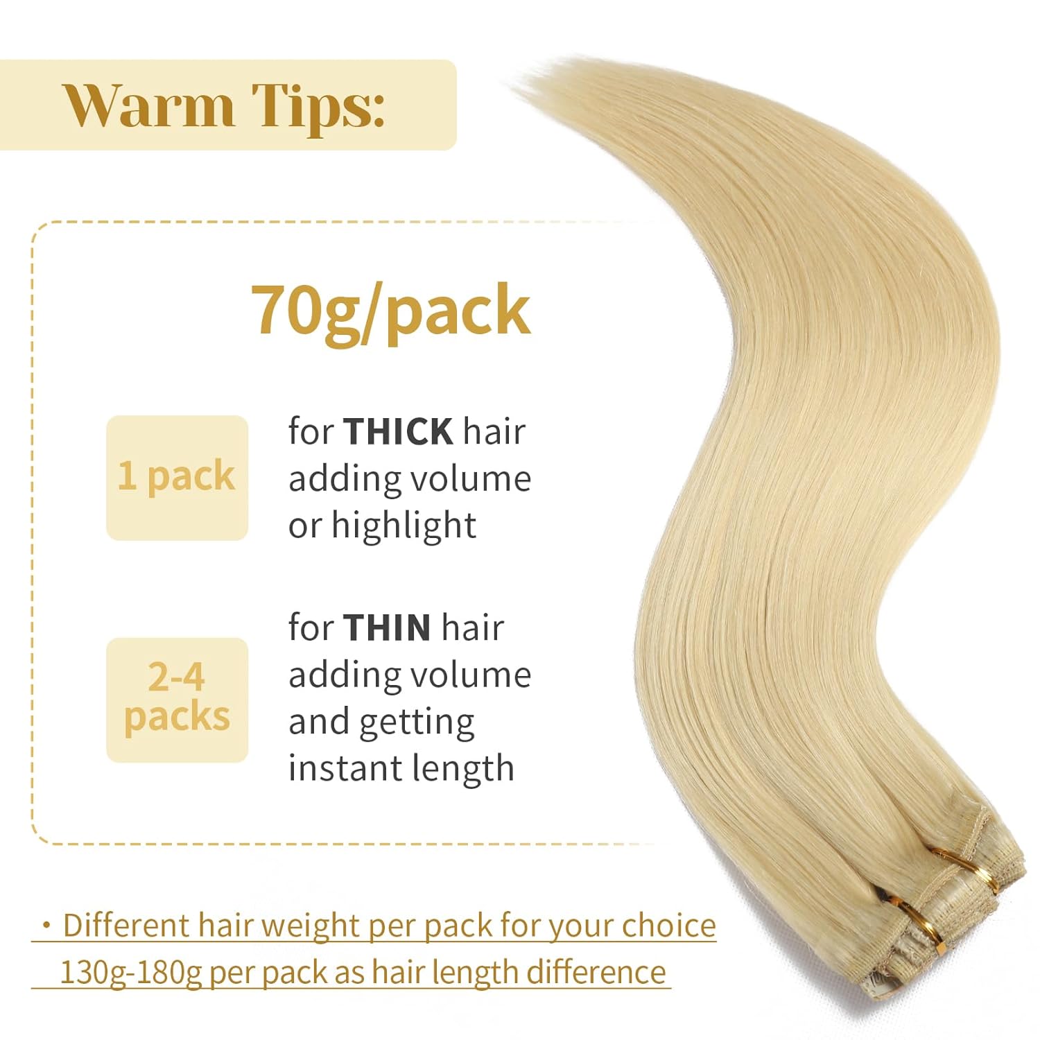 Clip in Hair Extensions Real Human Hair, Bleach Blonde – 18 Inch 7pcs 70g/Pack, Soft Real Remy Human Hair Clip in Extensions Straight for Women, Suitable for all Hair Types (#613 18 Inch)