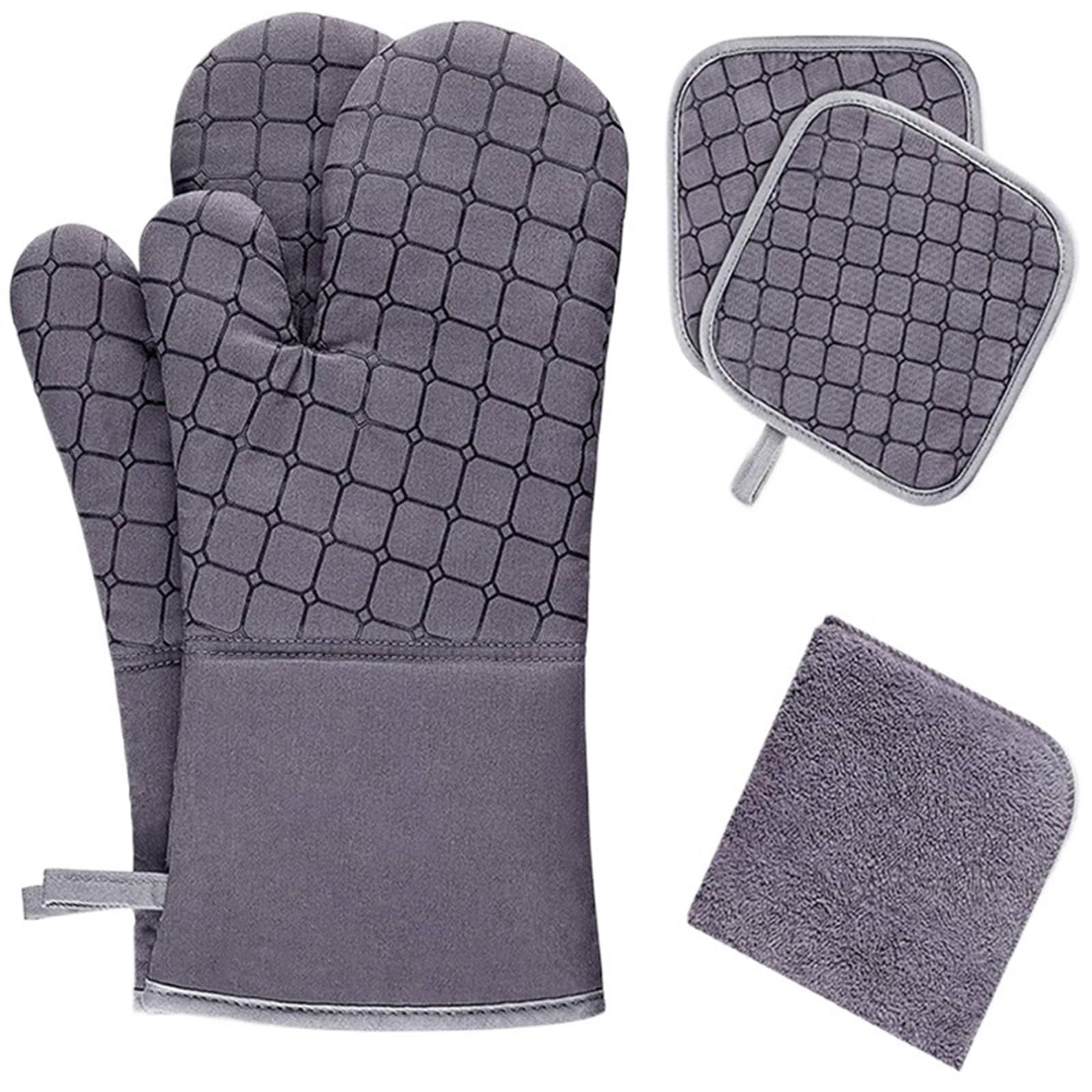 Oven Gloves 6Cps Oven Mitts And Pot Holders Sets Heat Resistant And Silicone Gloves With Kitchen Towels For Cooking for Your Kitchen