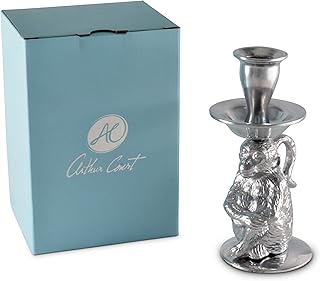 Arthur Court Aluminum Metal Monkey Candle Holders / Candlestick - Outdoor Table or Jungle dÃ©cor Heirloom Quality Durable Silver Metal 6 inch Tall
