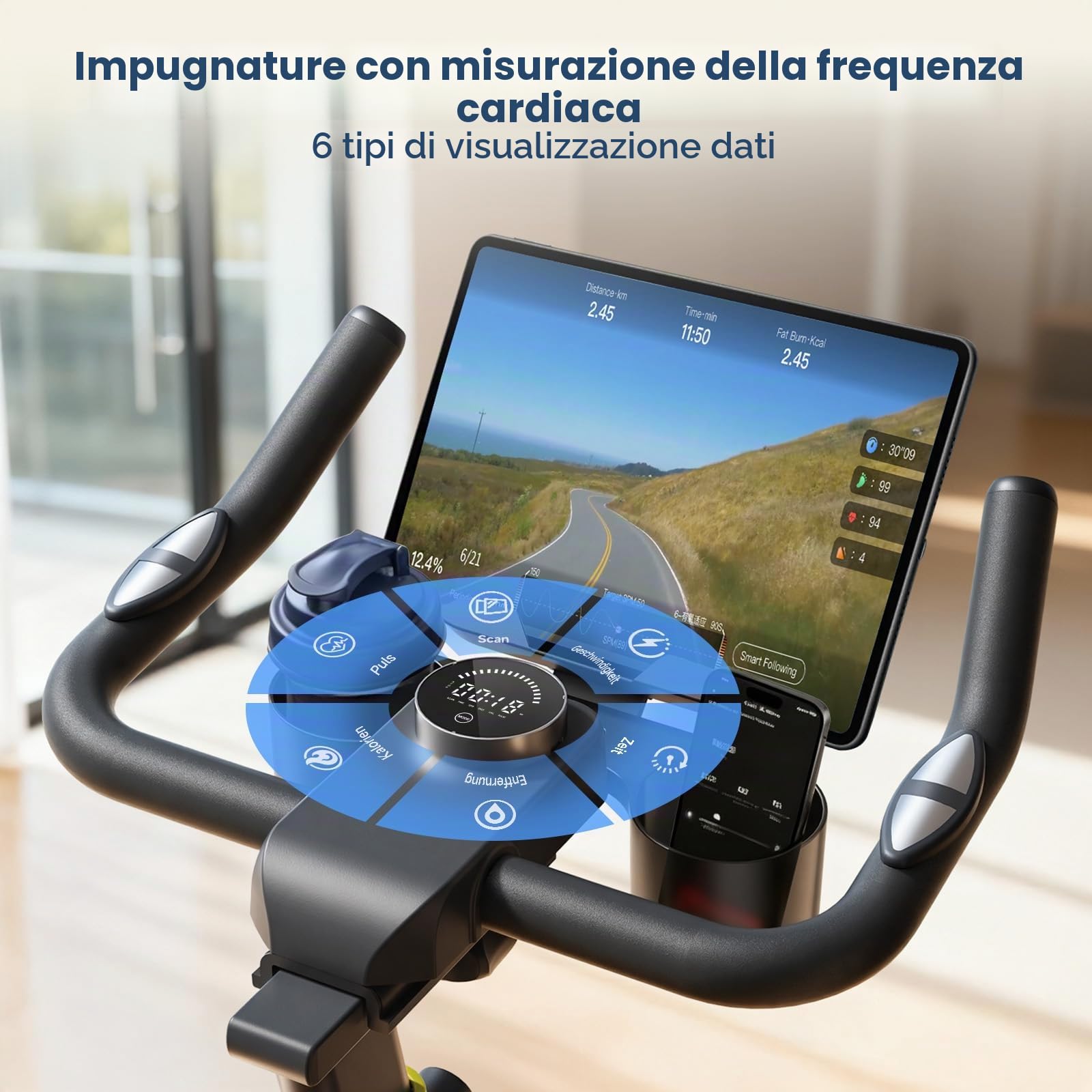 YPOO Cyclette da Casa, Resistenza Magnetica Regolabile, Sella Comoda | Resistenza Magnetica 0-100%, Sella e Manubrio Regolabili, Silenzioso, LCD & App – per Cardio a Casa