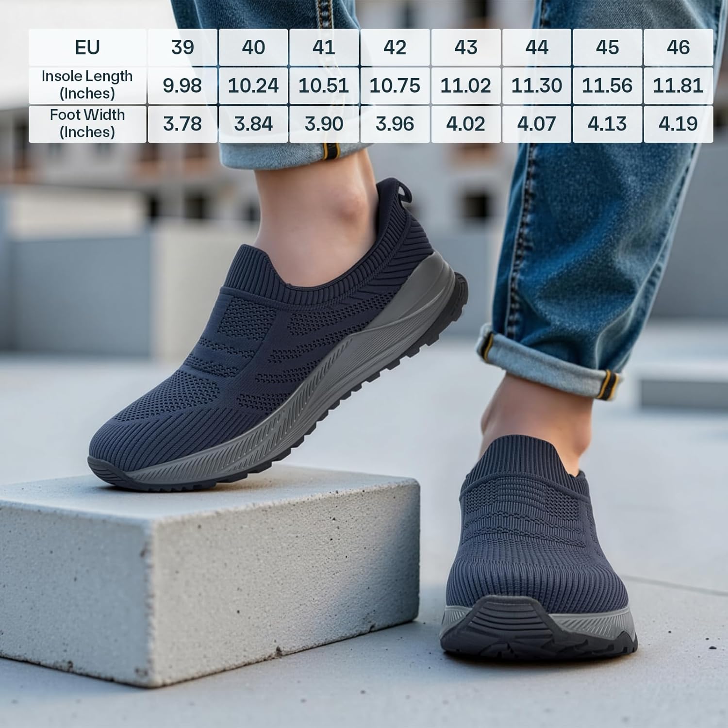 Sosenfer Slip On Composite Toe Shoes for Men | Wide Toe Box Safety Sneakers | Lightweight Steel Toe Work Shoes | Non-Slip for Construction/Warehouse - Image 6