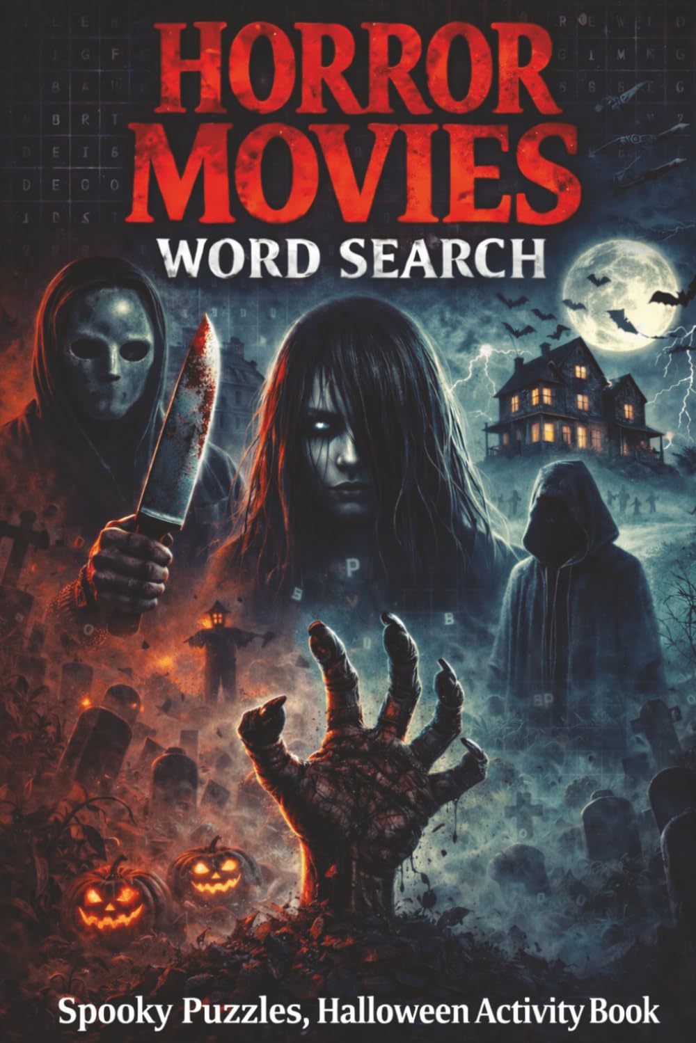 Horror Movies Word Search: Spooky Puzzles, Scary Monster Brain Teasers, Halloween Activity Book