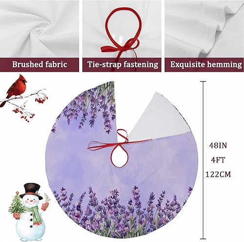Miniatura 4 de Falda de árbol de Navidad de 48 pulgadas, falda de árbol de lavanda, decoraciones de Navidad para interiores y exteriores, morada, floral, botánica,