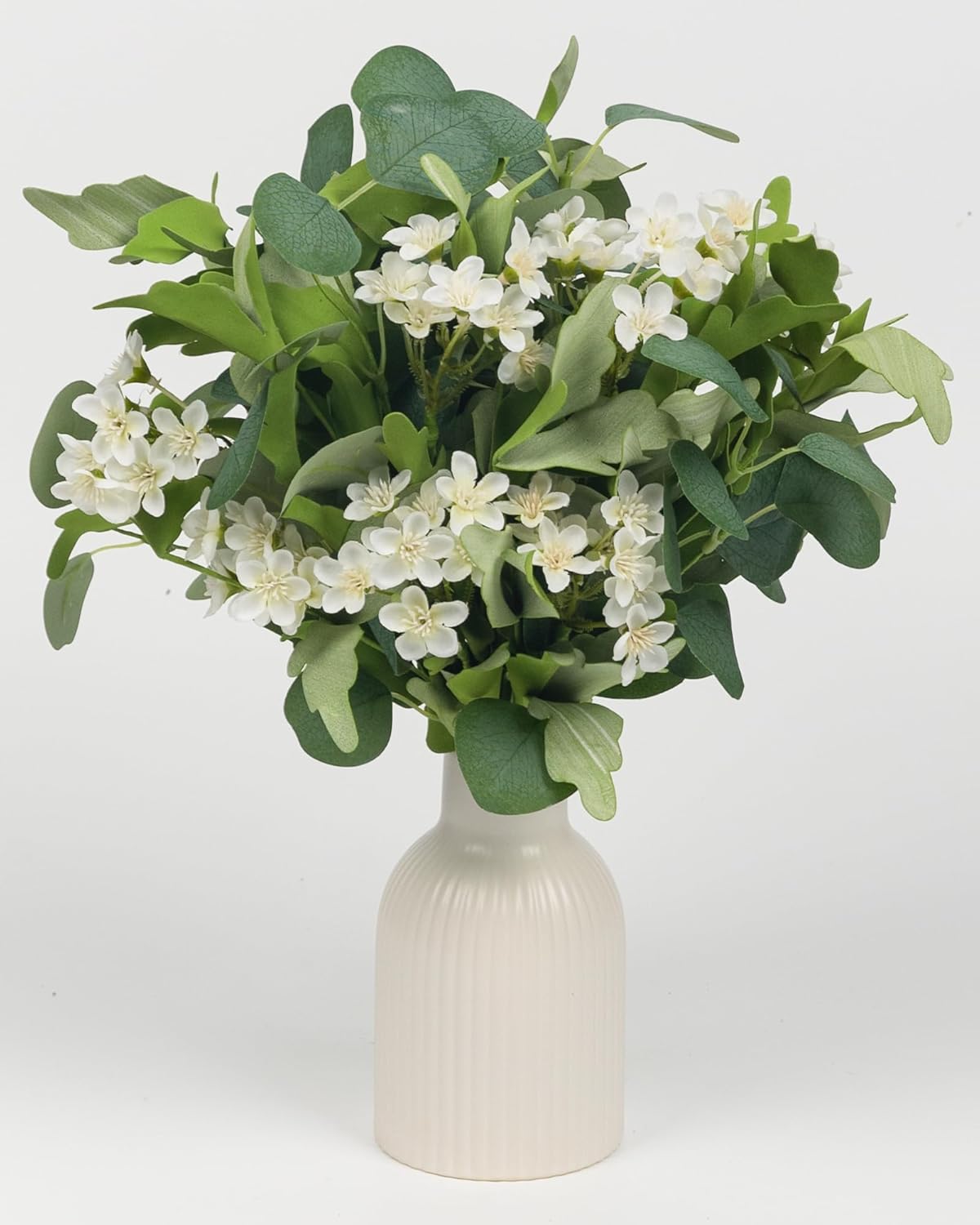 4 PCS 16" Artificial Plants Flowers Indoor Eucalyptus Greenery Stems White Cherry Blossom Branches for Vase Faux Spring Home Decor Centerpiece Decoration