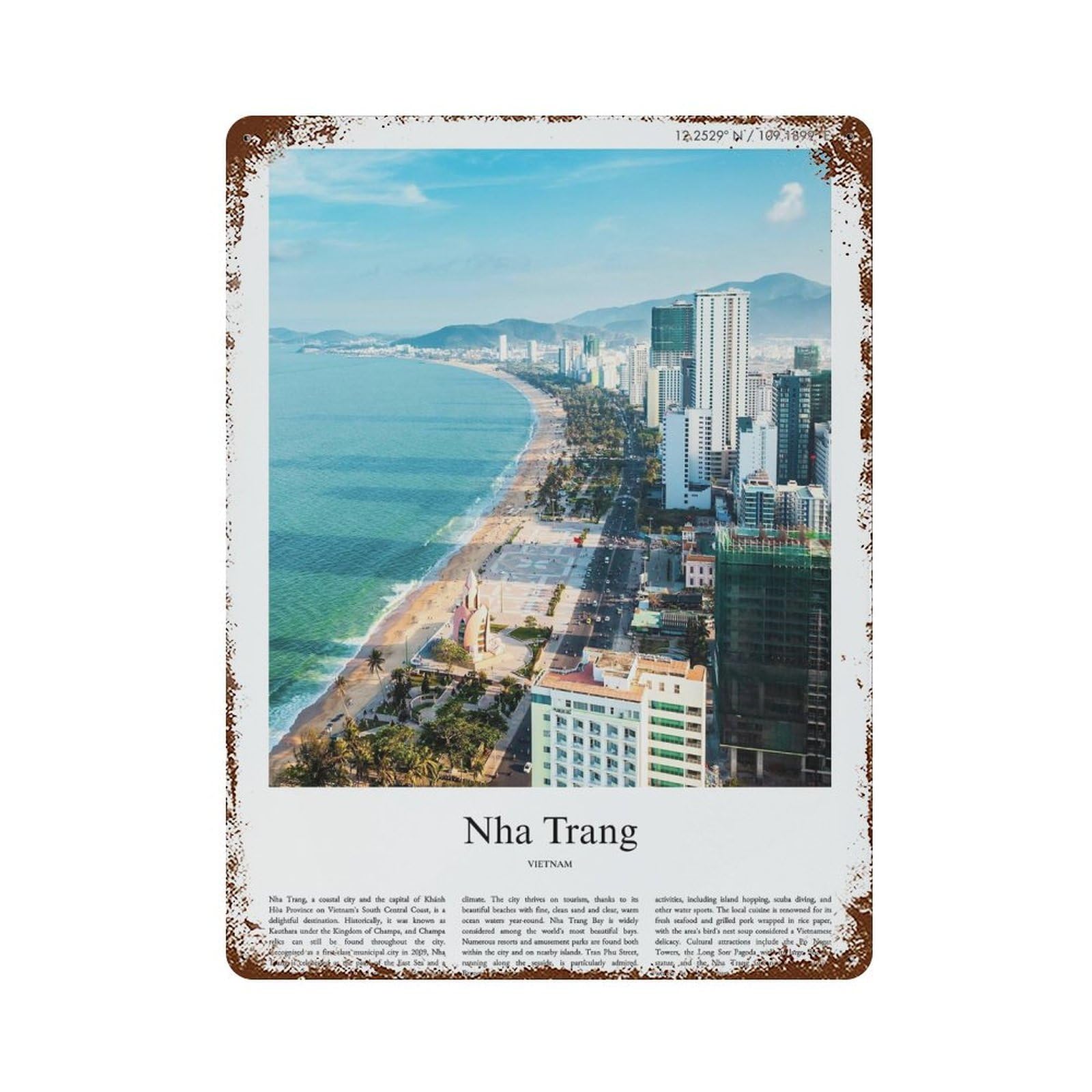 xiaoxiaoshen Nha Trang Vietnam City Scenery Wall Decor Art Metal Tin Poster Modern Home Decor Art Home Bar Shop Decorations Vintage Sign 40x30cm