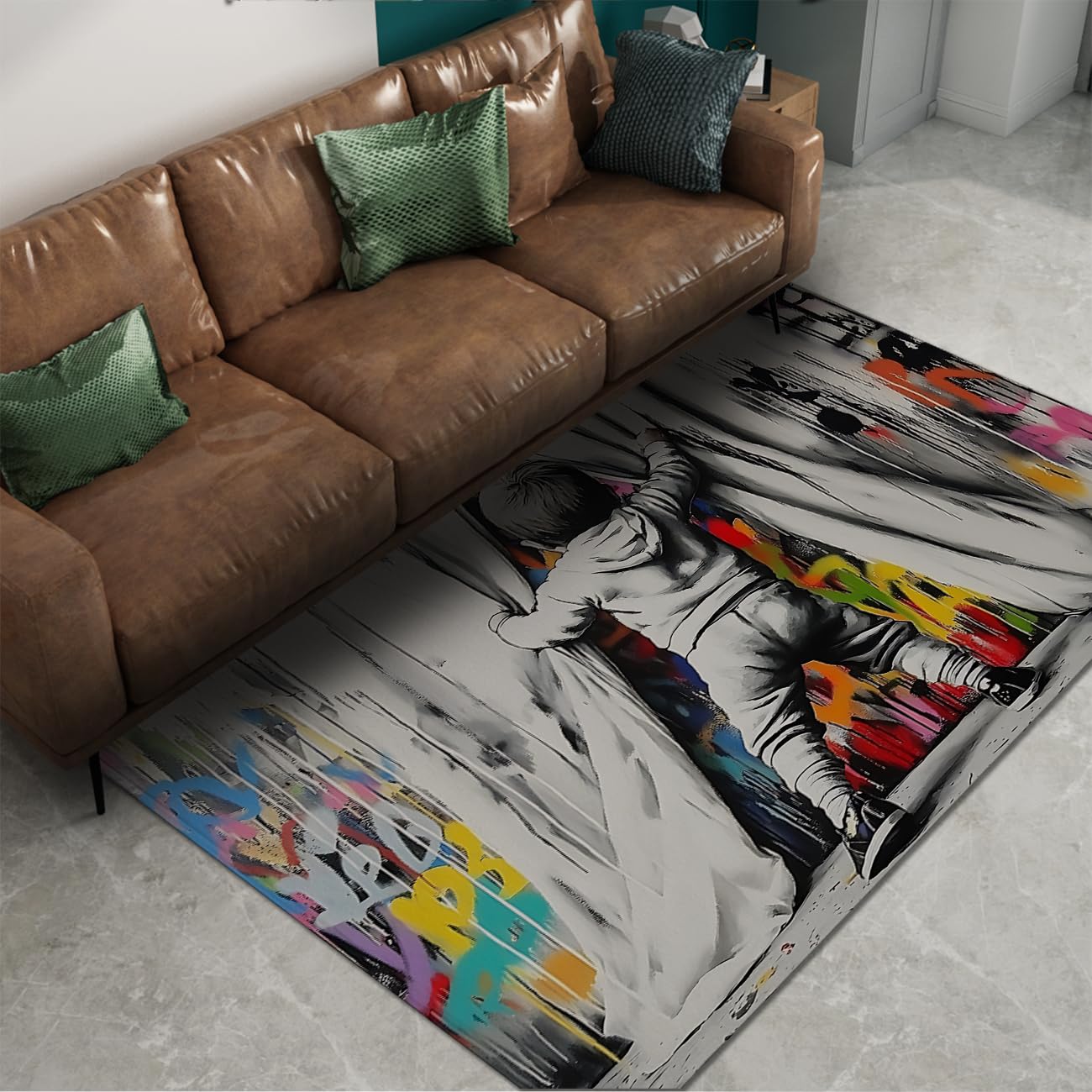 Tapis graffitis 100x150cm pour relooker une chambre de garçon ado style street art
