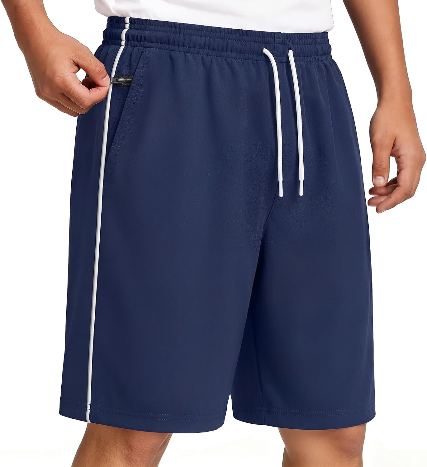 Bigant Boys Athletic Basketball Running Shorts with 3 Pockets (1 Zipper)