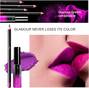 Lip Liner and Lipstick Set, Matte Liquid Long-Lasting Waterproof Purple Lipstick, Tinted Lip Balm Non-fading Lipstick & Lip Line Pencil Set For Women & Girls Makeup