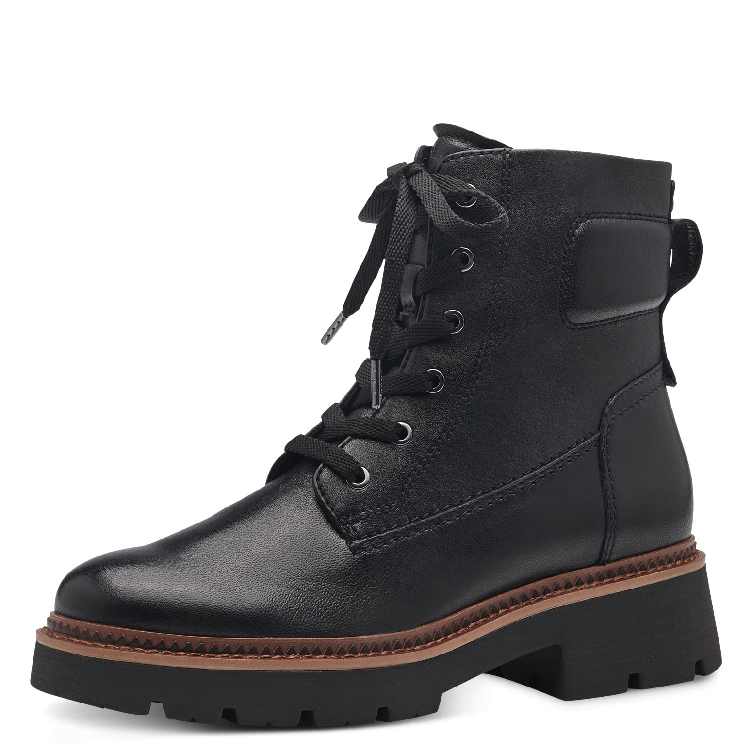 Tamaris Women Combat Boots, Ladies Ankle Boots,Boots,Half Boots,Booties,lace-up Boots,Black,39 EU