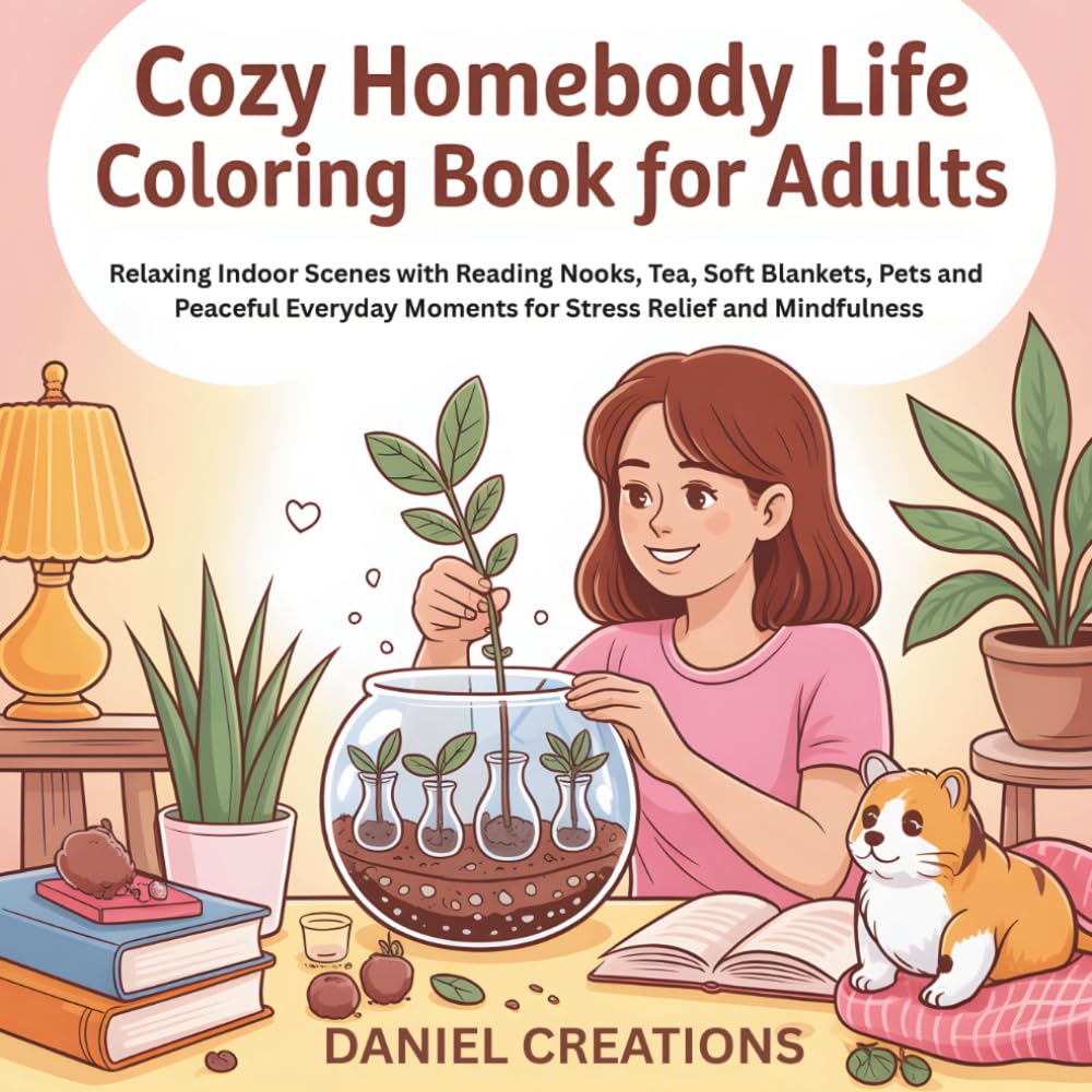 Cozy Homebody Life Coloring Book for Adults: Relaxing Indoor Scenes with Reading Nooks, Tea, Soft Blankets, Pets and Peaceful Everyday Moments for Stress Relief and Mindfulness