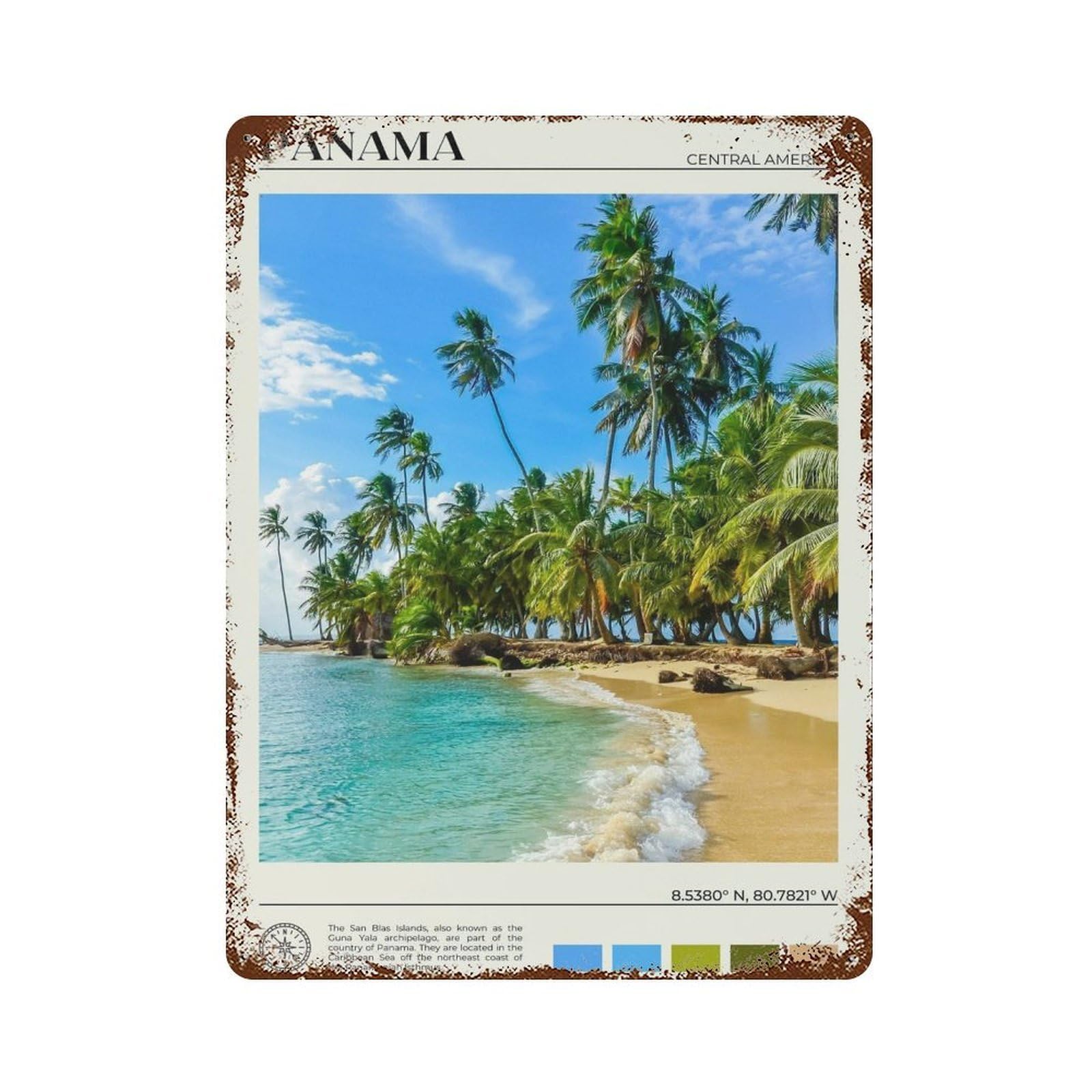 xiaoxiaoshen Real Photo Panama Decor Central America Wall Decor Art Metal Tin Poster Modern Home Decor Art Home Bar Shop Decorations Vintage Sign 40x30cm