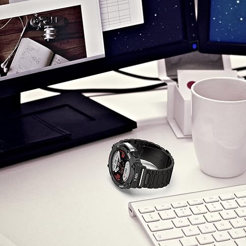 Miniatura 7 de TenCloud Paquete de 2 correas para reloj T-Rex 2 compatibles con Amazfit T-Rex 2, de acero inoxidable sólido, correas de reloj de metal para Amazfit