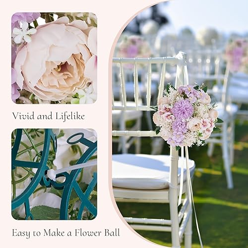 Miniatura 4 de Centros de mesa de bolas de flores para mesas 2 piezas de flores moradas para centros de mesa, arreglos florales, centro de mesa para boda, fiesta,