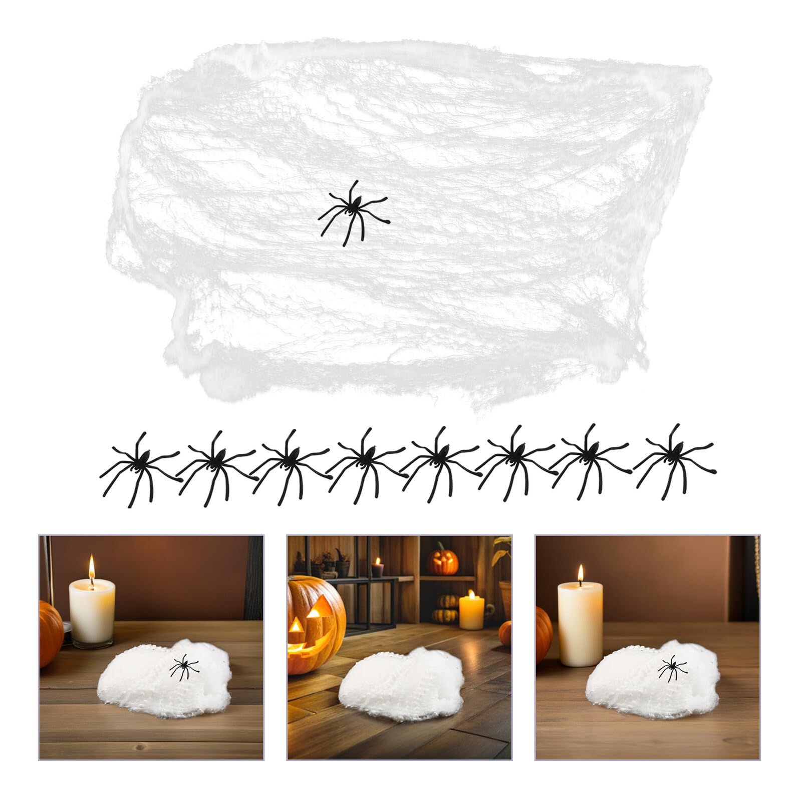 Toyvian Decorazione Ragnatela Elastica per Halloween con Ragni di Plastica Fosforescenti Rete per Catturare Ragnatele 300G Decorazioni Spettrali per Interni ed Esterni Allestimenti per