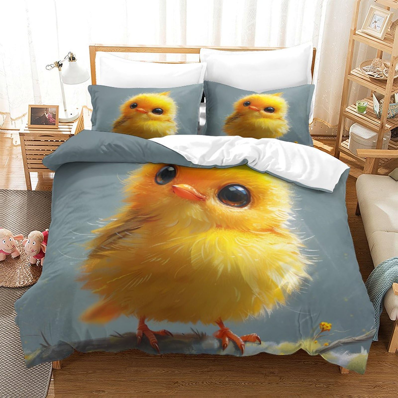 Housse de couette poulet 260x220cm idée cadeau anniversaire fille