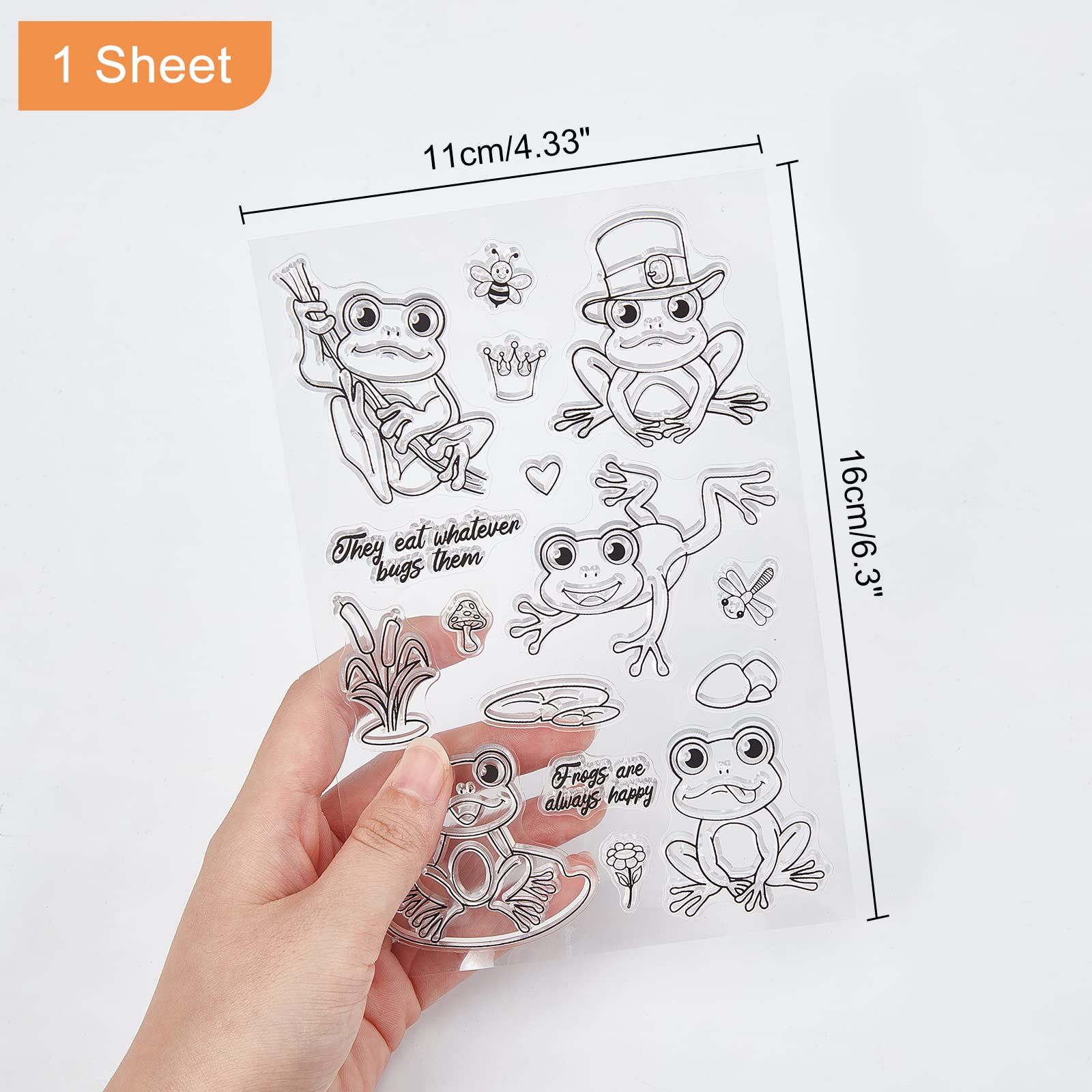 GLOBLELAND Frog Theme Clear Stamps Reeds Lotus Leaf Bee Dragonfly Transparent Silicone Stamp Seal for Card Making Photo Journal Decoration DIY Scrapbooking - Image 3