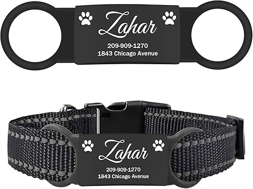 Miniatura 6 de JATEBI Paquete de 2 etiquetas personalizadas para perro, etiquetas de identificación de mascotas deslizables, etiquetas de perro de acero