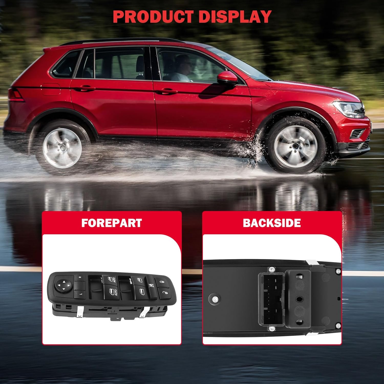 Power Master Window Switch Front Left Driver Side Fit for 2011 2012 2013 for Jeep Grand Cherokee,2011 2012 2013 for Dodge Durango Premium Replacement 68030823AE 68030823AB 68030823AC 68030823AD