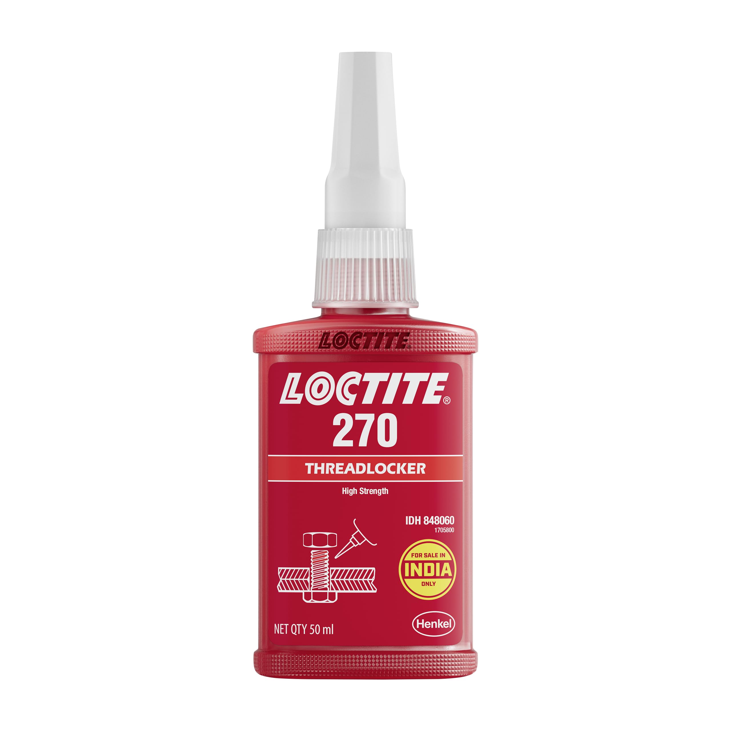 Loctite 270-50ml, Threadlocker,High strength, prevents loosening,secure bonding for machinery, engine, vehicles,heavy duty applications,brass, copper, stainless steel, oil tolerant, high temperature