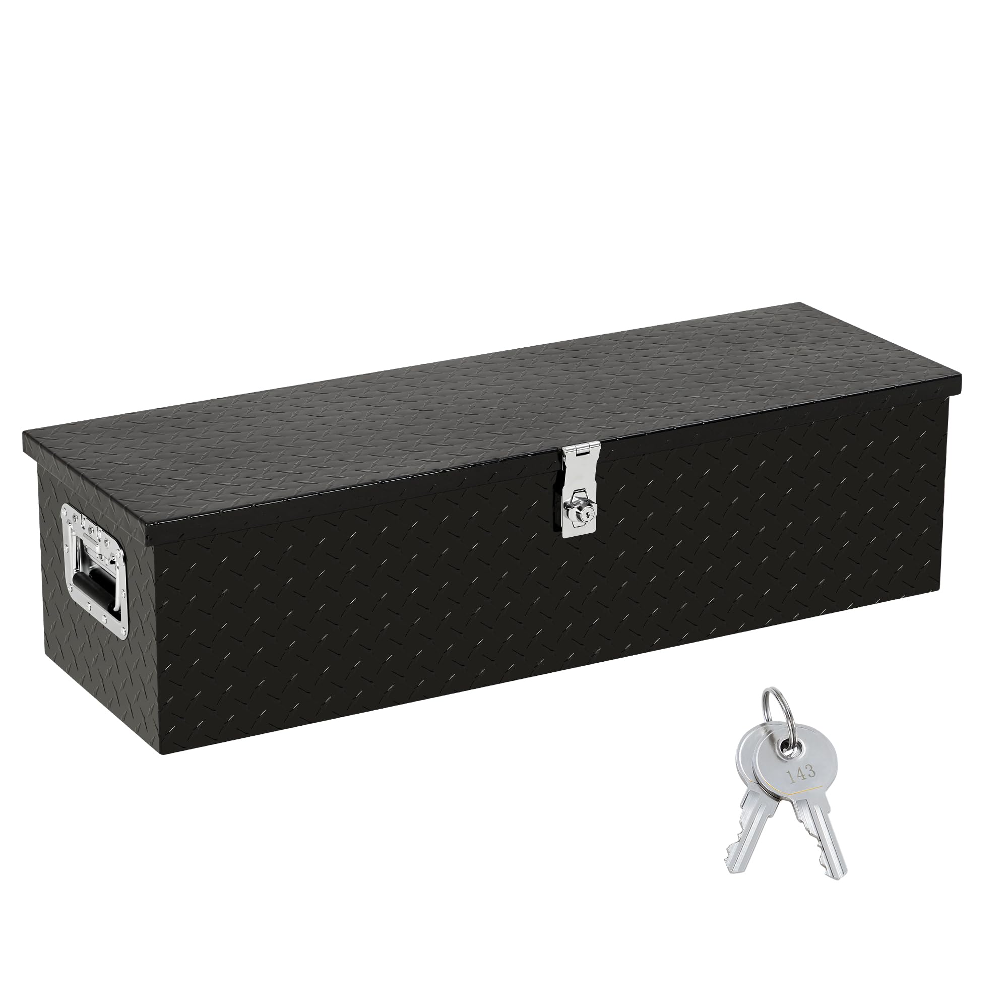 Garvee Robuster Werkzeugkasten aus Aluminium, diamantbeschichtet, für LKW, Bett, Wohnmobil, Anhänger, Werkzeugkasten, quadratischer Aufbewahrungs-Organizer mit Seitengriff, Schloss und Schlüsseln