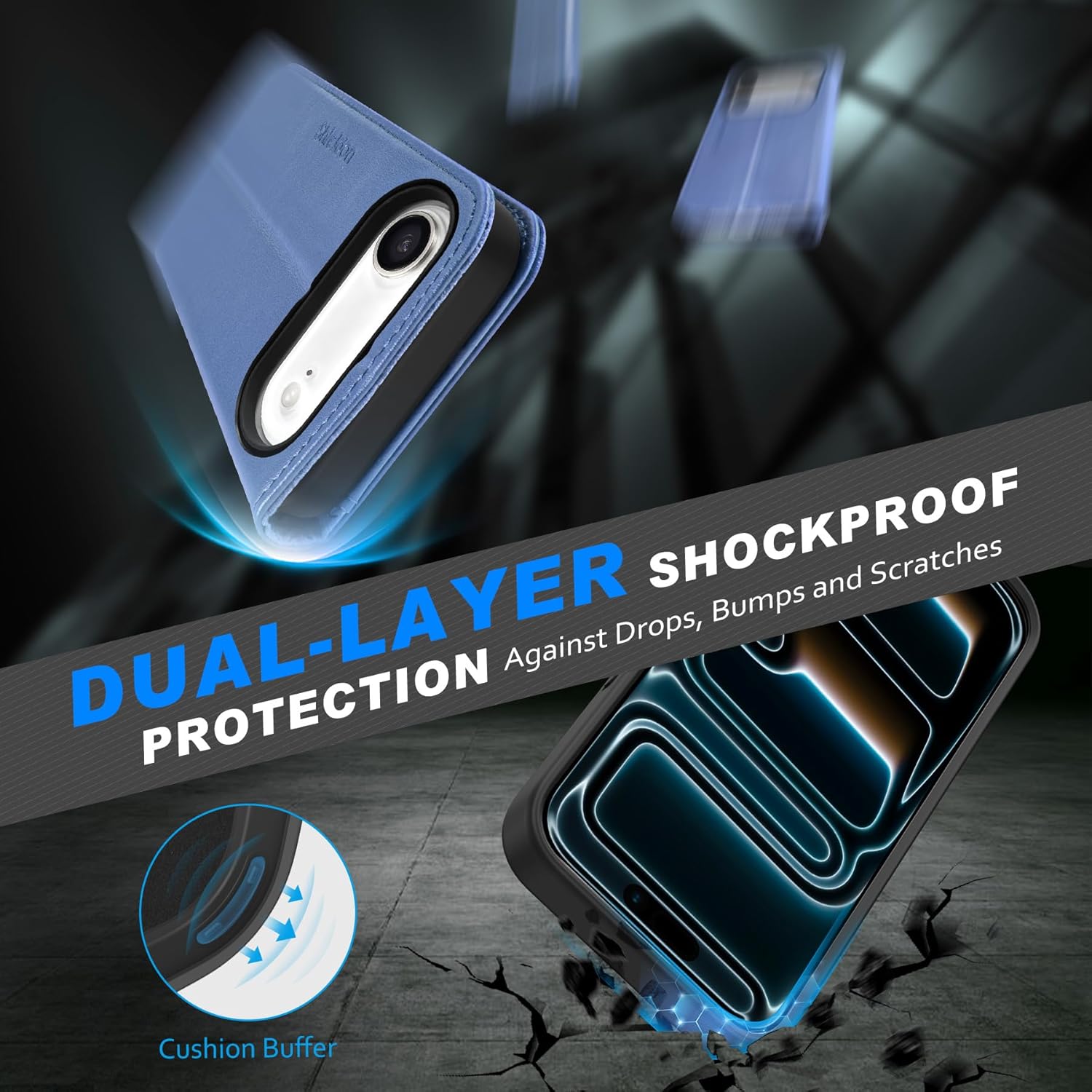 SHIELDON 2-in-1 Wallet Case for iPhone Air 6.5" 2025 | Genuine Leather, Wireless Charging, Removable Magnetic Cover, RFID Blocking Credit Card Slot, Kickstand, Shockproof - Wisteria Purple - Image 7