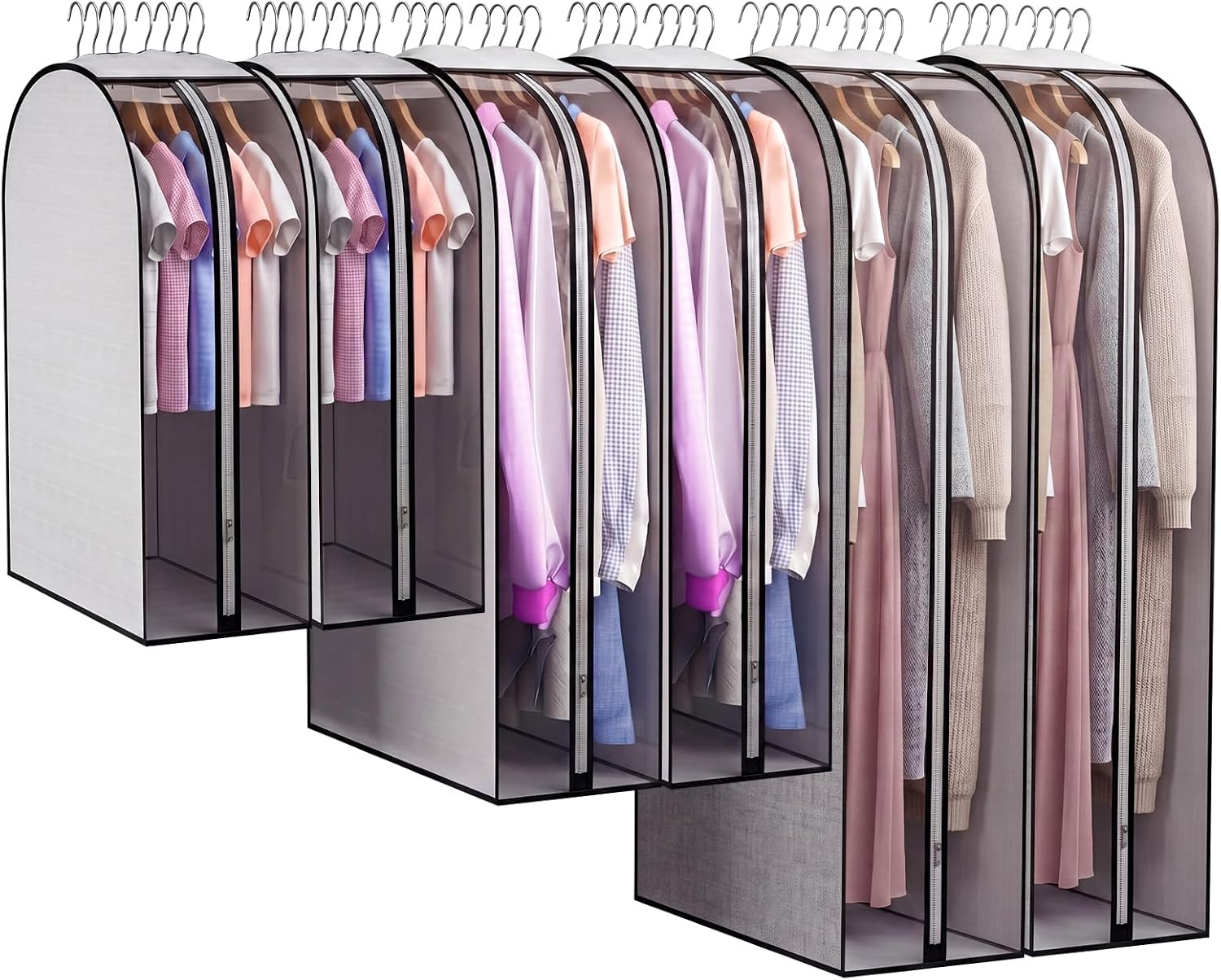 Shinylin 6 Pack Garment Bags for Hanging Clothes 10'' Gusseted, 40 ''