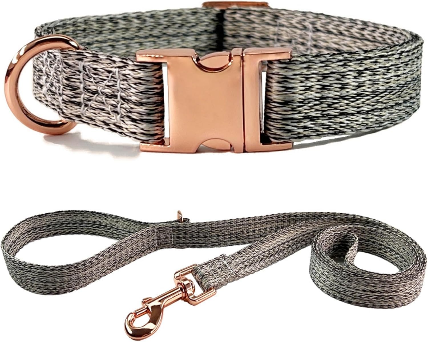 collare per animali domestici, Set collare for cani e guinzaglio da 4,9 piedi, base regolabile con fibbia in metallo resistente anello a D morbido(Grey,S)
