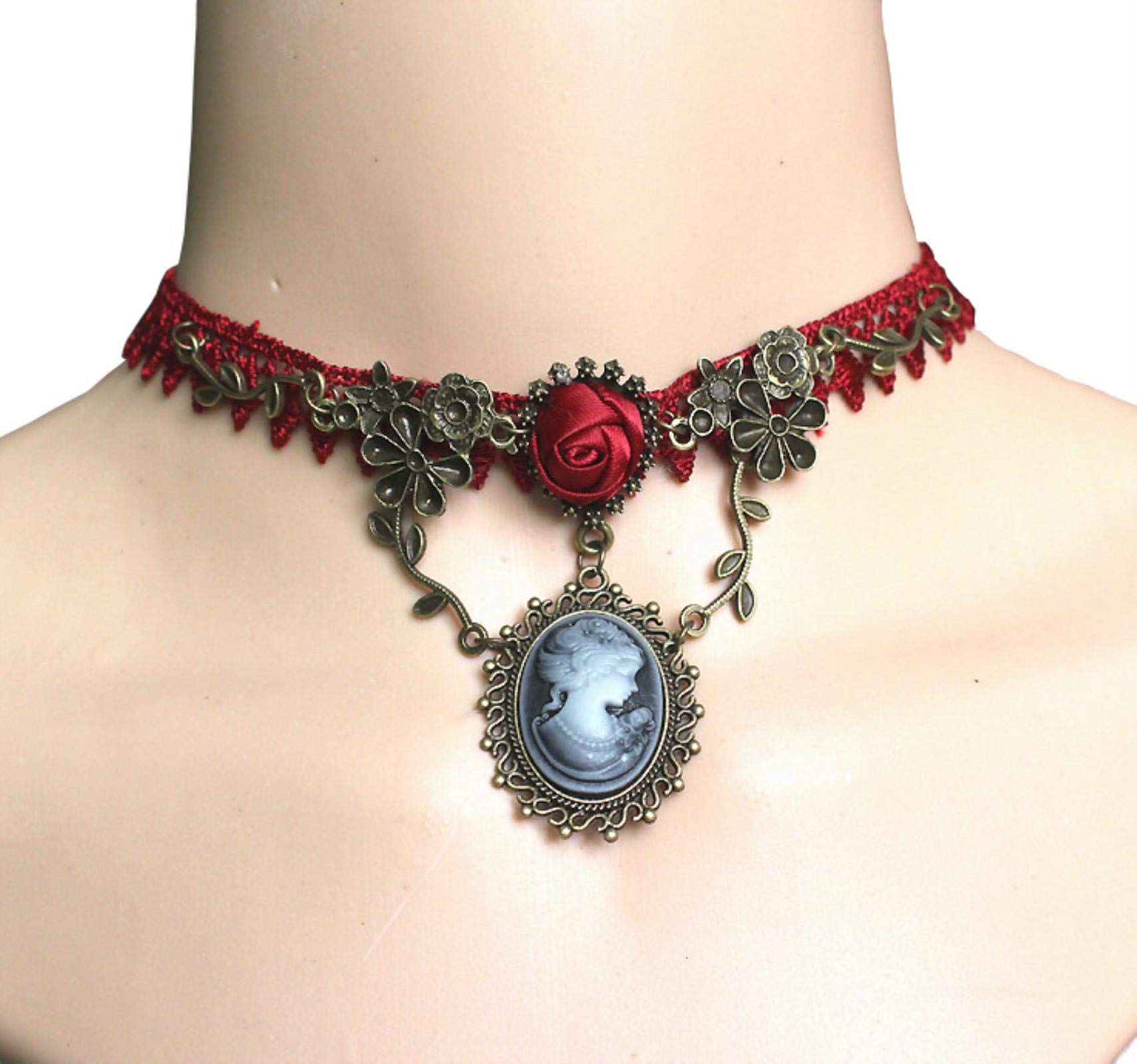 AWAVM Gothic Rock Choker met PU-leren ketting, gothic, voor dames en heren, Halloween, party, cosplay, Eén maat, Kunstleer, Geen edelsteen