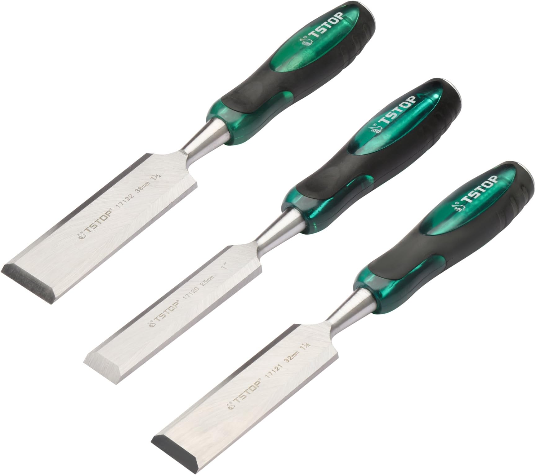 Tstop 17120-22 Firmer Chisel Set In 25Mm, 32Mm And 38Mm Size, Silver, 3 Piece