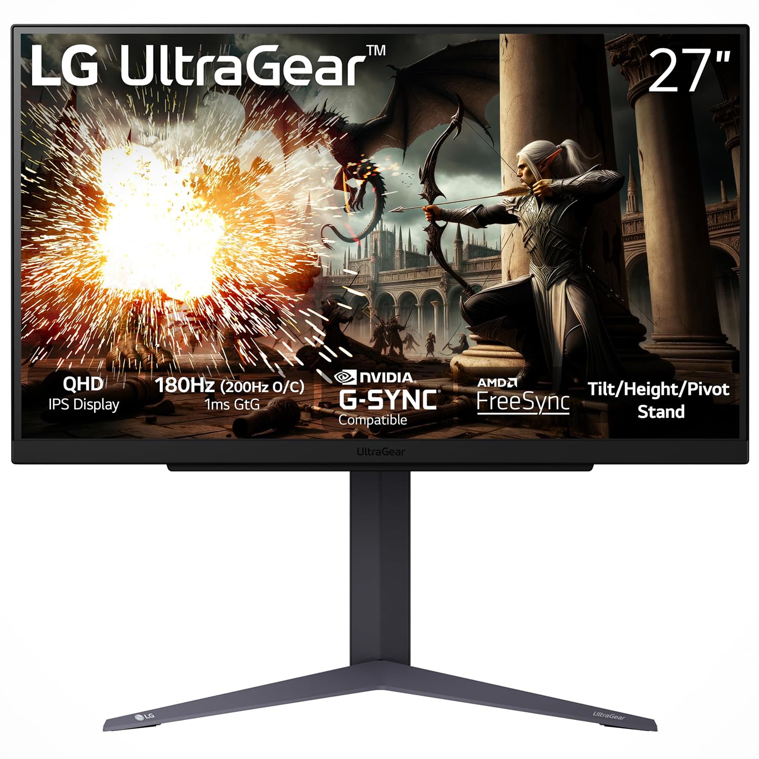 LG 27GR75Q-BUltraGear™WQHDゲーミングモニター165hz 27” UltraGear™ QHD Gaming Monitor with 165Hz Refresh Rate
