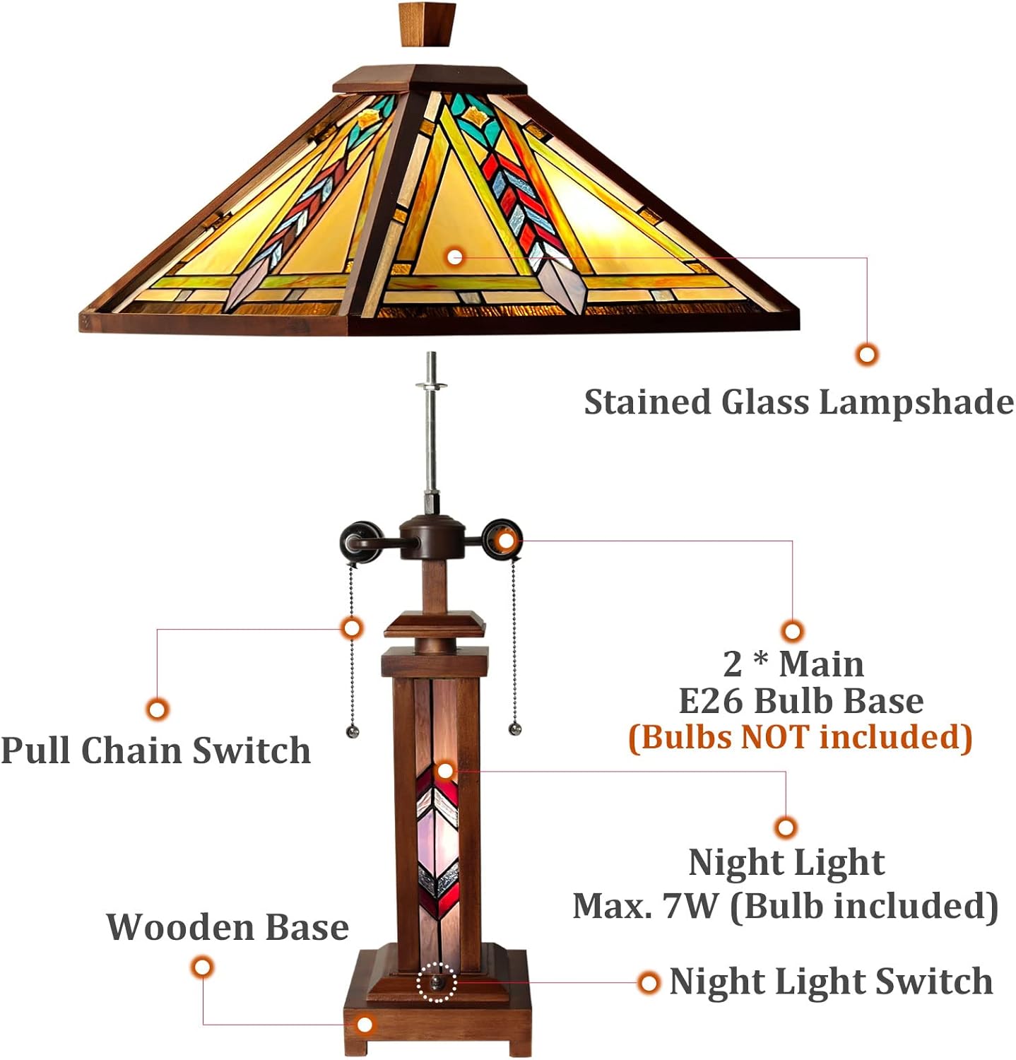 Super Deal Product Artzone Tiffany Table Lamp 15 Wide 25 Tall Wood Base 3-Light Stained Glass Mission Style Vintage Desk Light for Living Room Bedroom Black Friday - 70% OFF Artzone Tiffany Table Lamp 15 Wide 25 Tall Wood Base 3-Light Stained Glass Mission Style Vintage Desk Light for Living Room Bedroom
