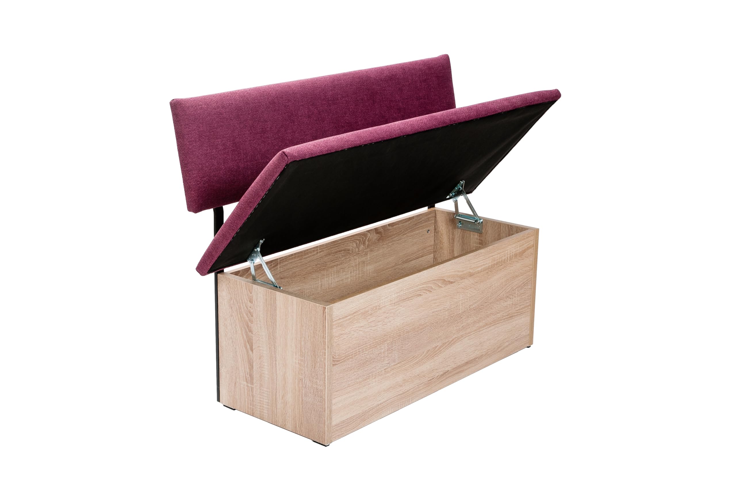 Sitzbank mit Truhe Holz Eiche Dekor 125x88x48 cm, Eckbank oder Küchenbank mit Aufbewahrung, ideal als Bank im Esszimmer, einfacher Aufbau, 'Das Raumwunder' (Bordeaux, L 125 cm)
