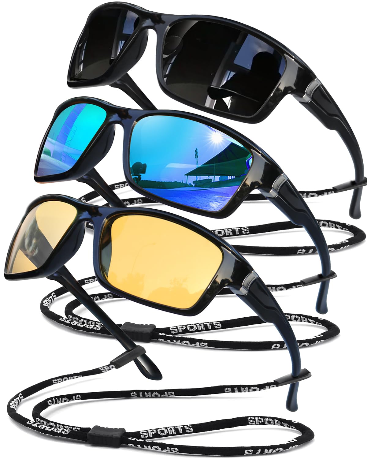 SQOQS Polarized Sunglasses for Men Women Sports Goggles Lightweight Frame Cycling Running Fishing Driving UV400 Protection