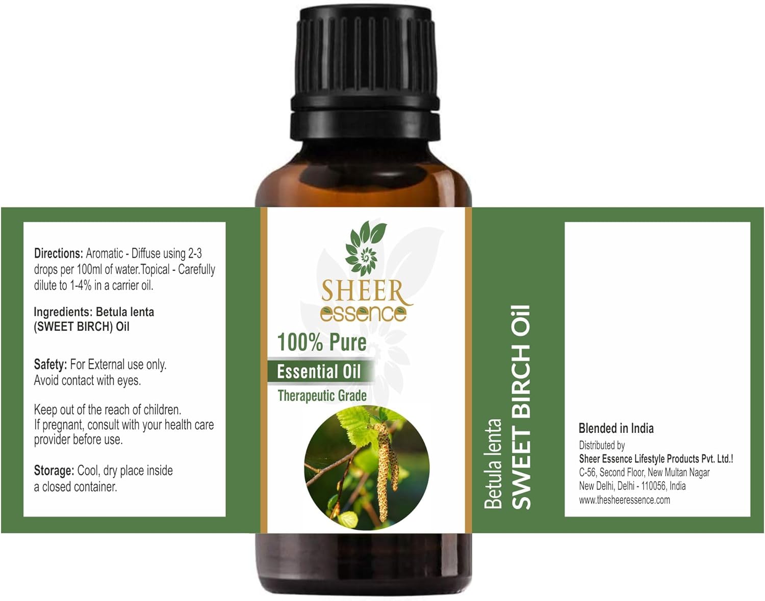 Sweet Birch Oil (Betula Lenta) Essential Oil 100% Pure Natural Undiluted Uncut Therapeutic Grade Oil 3.38 FL.OZ
