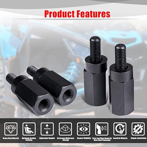 Miniatura 5 de Goldfire 4 elevadores de asiento de 1.5 pulgadas para Maverick X3, color negro, apto para Can-Am Maverick X3 todos los años, asiento de pasajero y