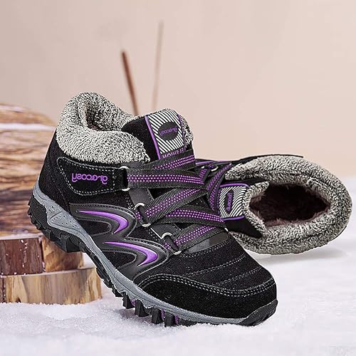 Miniatura 3 de gracosy - Zapatos de senderismo para mujer, de alta calidad, para invierno, con gancho cálido, para nieve, forro de piel de ante, 7