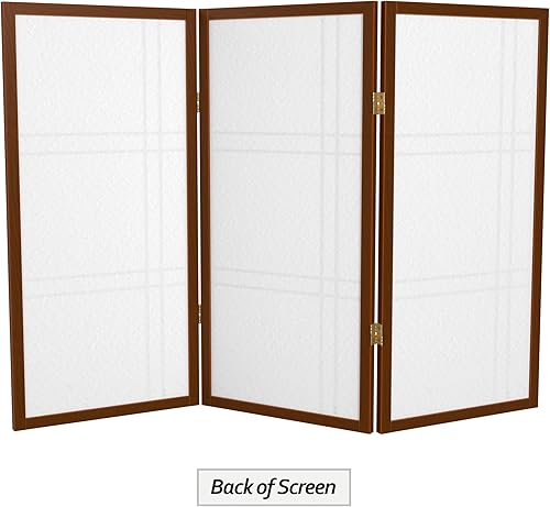 Miniatura 6 de Pantalla Shoji corta de doble cruz de 3 pies - Nogal - 3 paneles