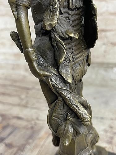 Miniatura 6 de EUROPEAN BRONZE Figura de escultura de bronce de niña india nativa americana firmada, estatua decorativa para regalo