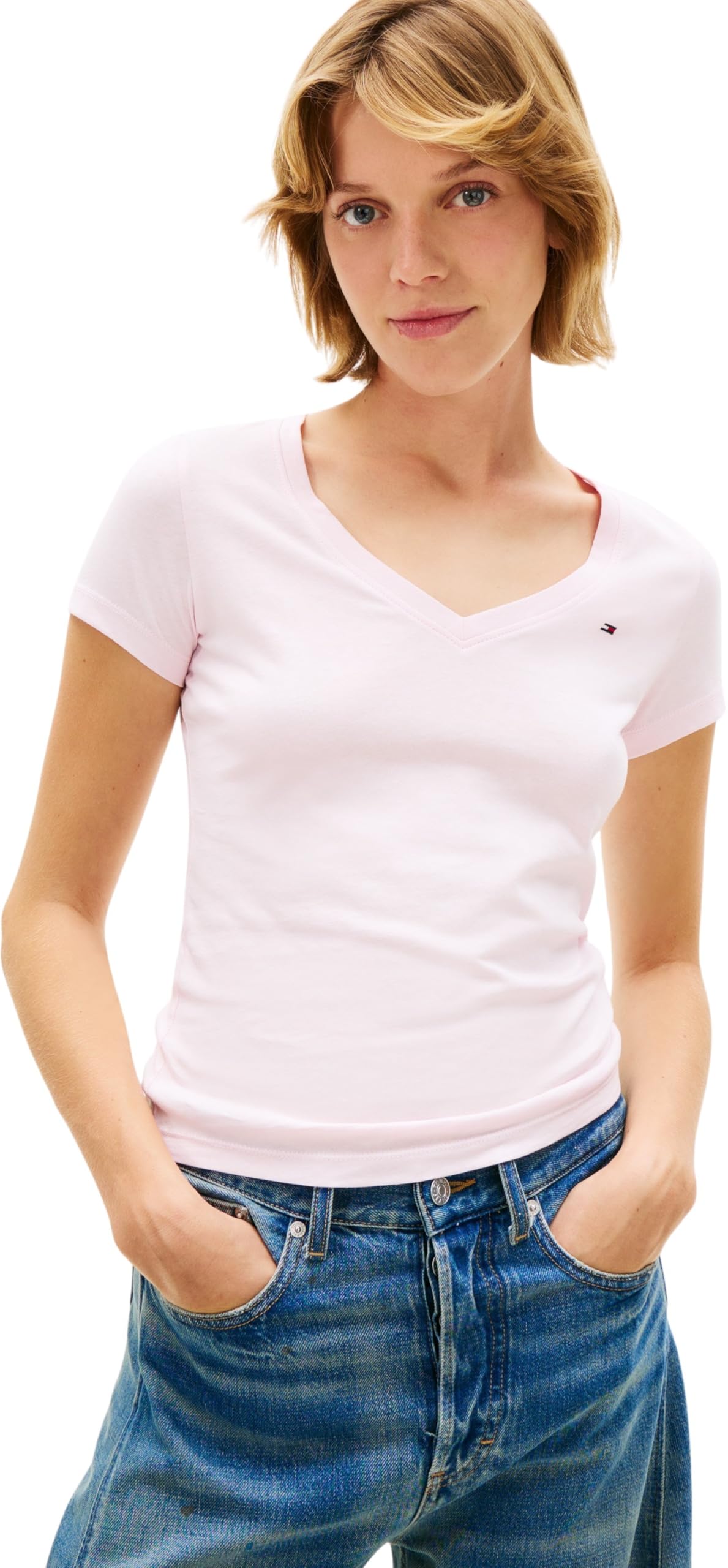 Tommy Jeans Damen 2er Pack T-Shirts Kurzarm mit V-Ausschnitt