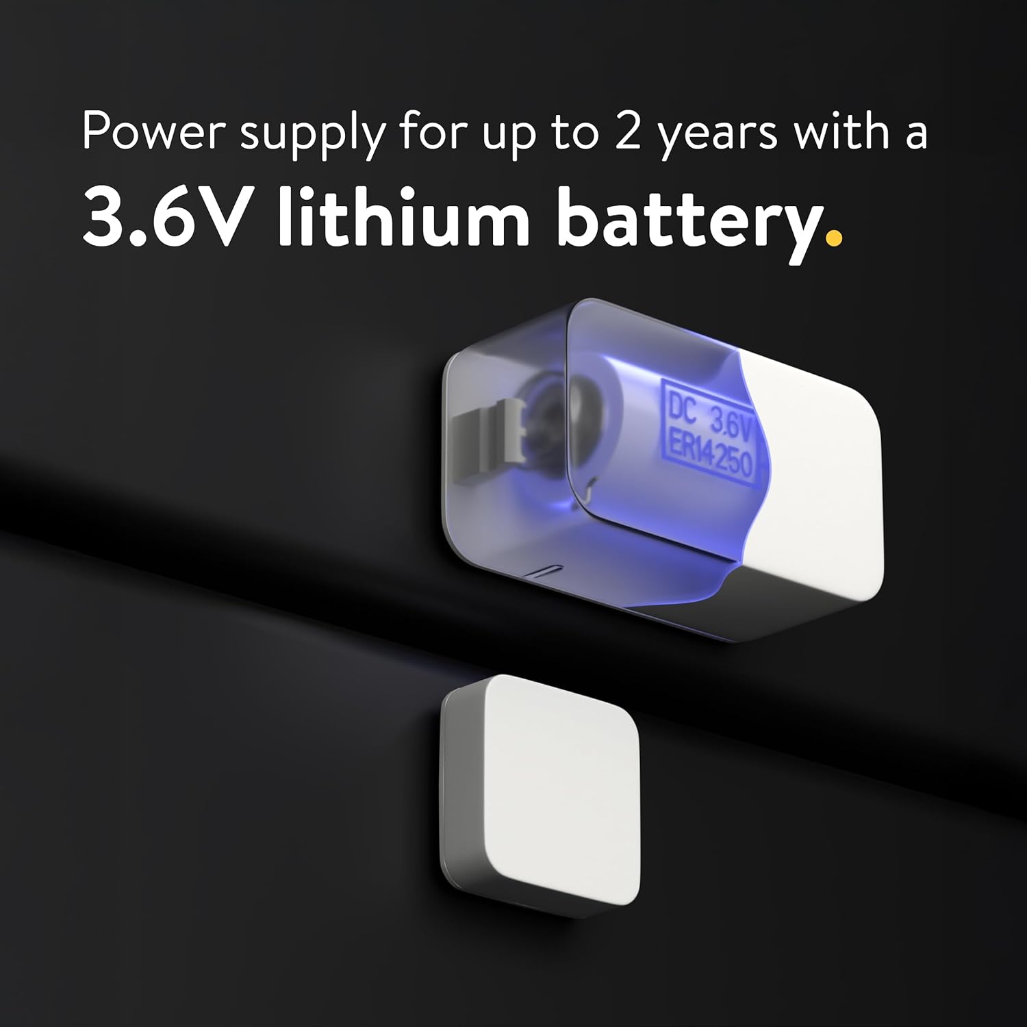 Illustration of the Nuki Door Sensor showing its internal 3.6V lithium battery.
