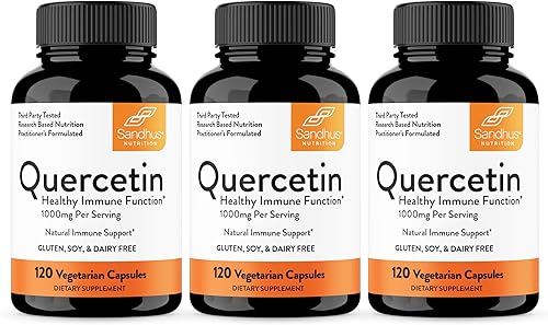 Miniatura 12 de Sandhu - Suplemento de quercetina con bromelina, complejo de quercetina y bioflavonoides, para refuerzo inmunitario y la salud respiratoria, 1,000