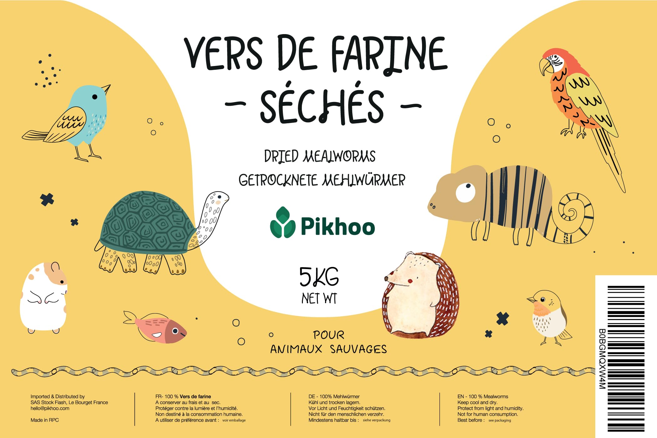 gusanos de Harina Secos | 5kg | Insectos Comestibles gusanos de Harina para Pájaros del Cielo Insectos secos Comida Aves Exteriores