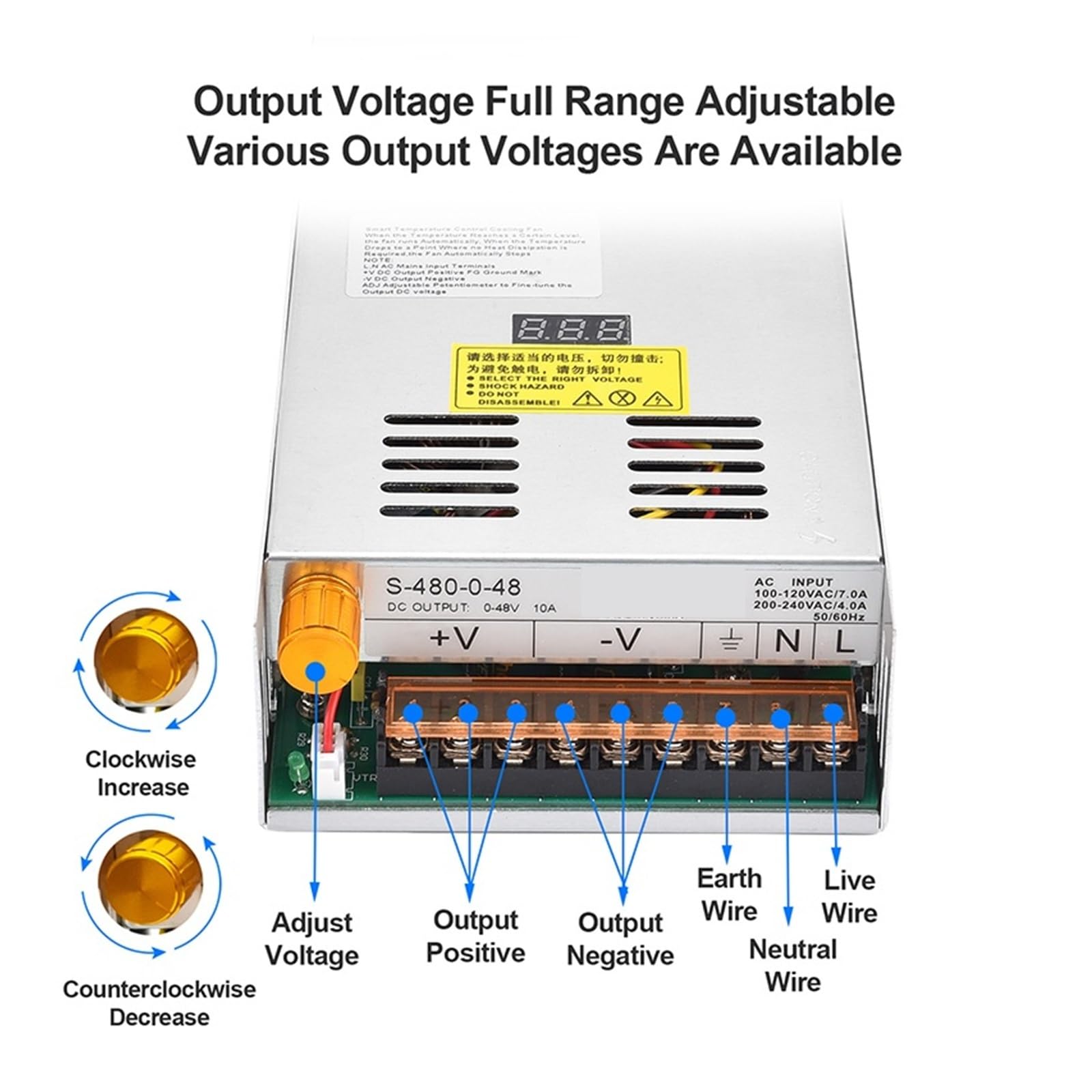 Alimentatore Switching Da 480 W Con Tensione Regolabile