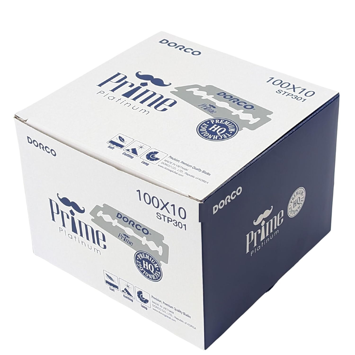 Dorco STP301 Prime Platinum Extra Double Edge Razor Blades 1000 Count, Sharp & Durable Stainless Steel for Smooth, Precise Shave