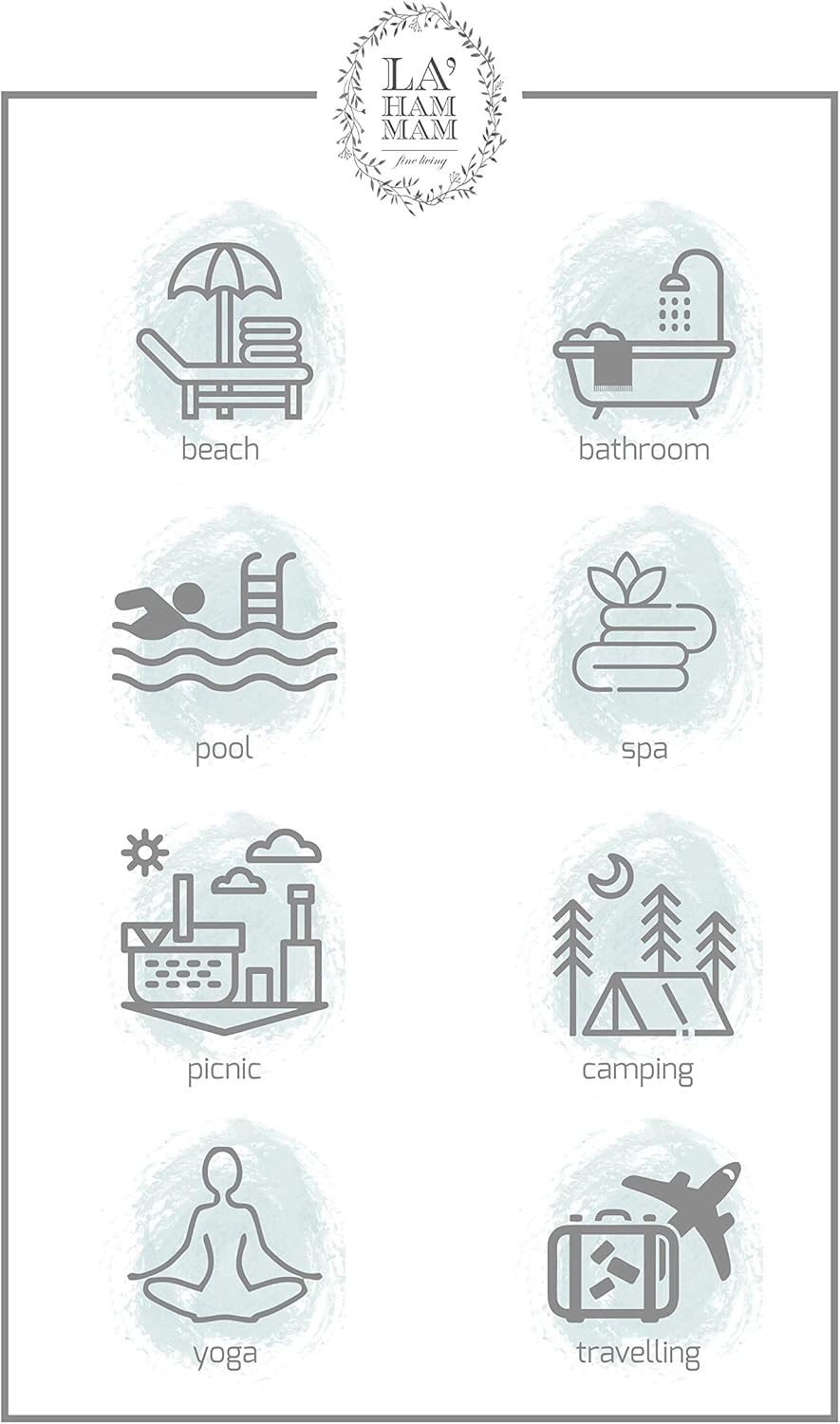 Personalized Embroidered Beach Towel | Throw Blanket, Easy Carry, Sand Free, Highly Absorbent, Quick Dry, Turkish Towels for Travel Camping Bath Sauna Beach Gym Pool Yoga SPA by Lahammam, Asia, Aqua